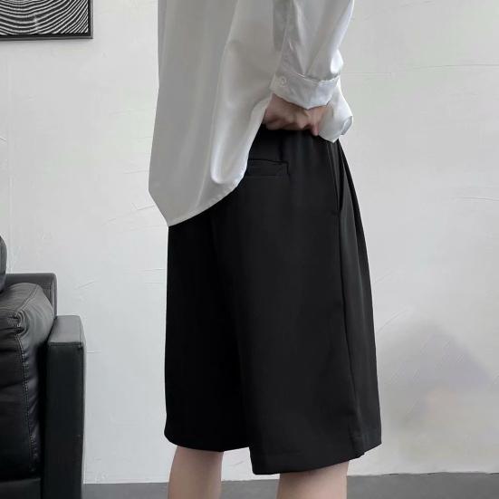 Men Shorts Button Zipper Fly Mid-rise Summer Sport Pants Wide Leg Ultra-Thin Ice Silk Fitness Short Pants