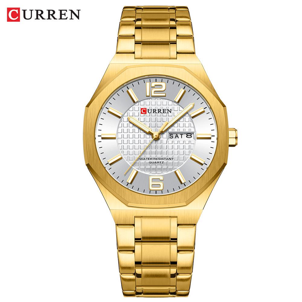 CURREN 8476 Men s Quartz Waterproof Steel Band Business Calendar Watch