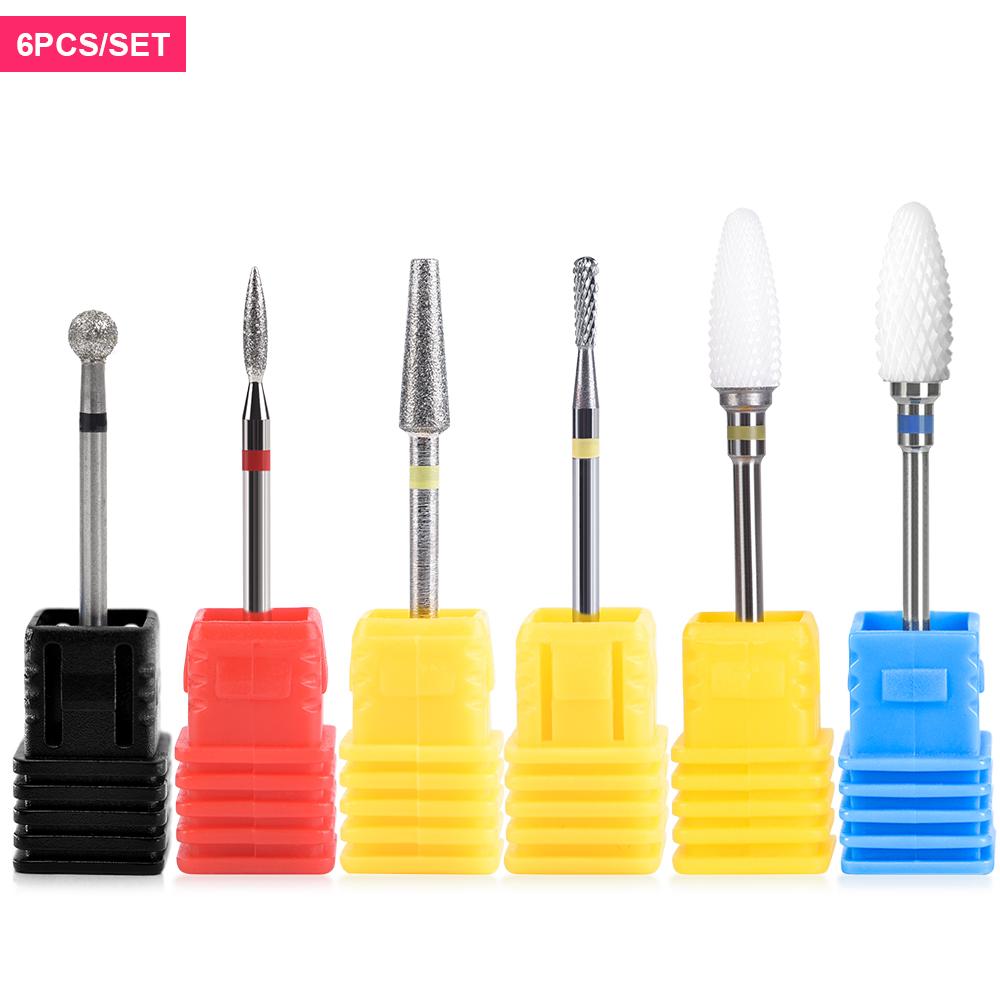 kads Ceramic Diamond Milling Cutter Set for Electric Nail Drill Machine Carbide Drill Cutter Manicure Pedicure Tool