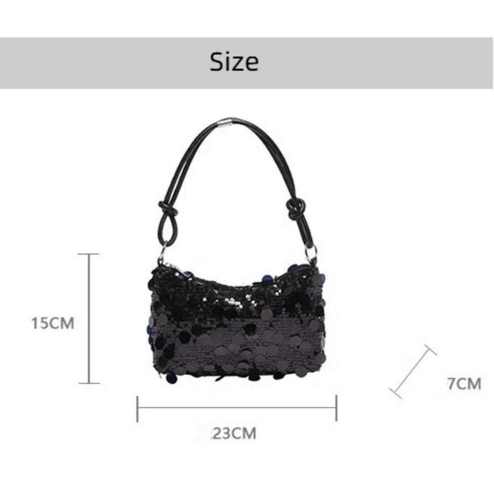 Fashion Sparkling Sequin Shoulder Bag Secure Zipper Korean Style Shiny Party Bag Daily Underarm Bag Dinner