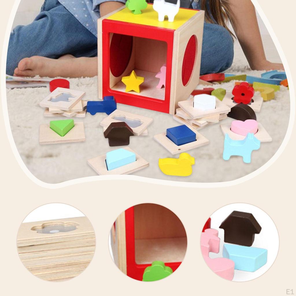 Wooden Spelling Toy Shape Matching Box Boys Girls Interactive Learning Children Montessory