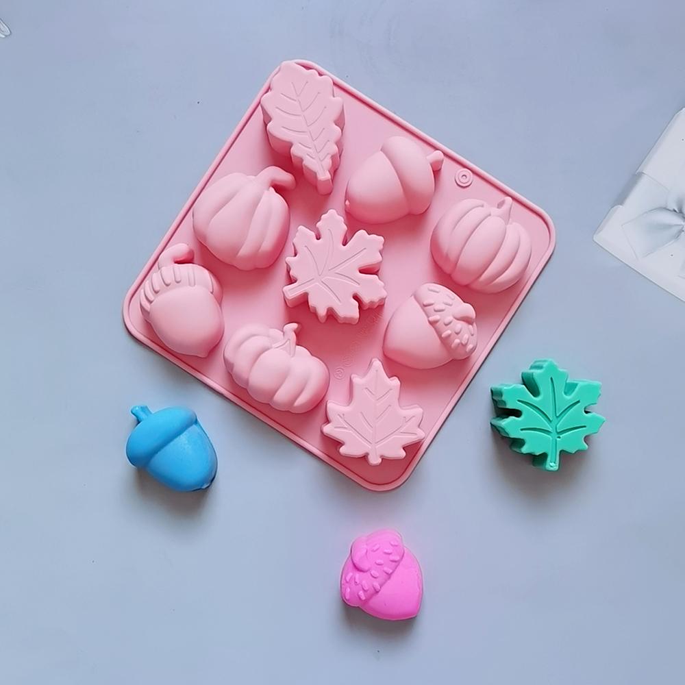 Silikonové formy s tématem Dne díkůvzdání 9 dutin dýně list žalud ovoce tvar forma na bonbony kreativní DIY čokoláda svíčka forma na ledové kostky