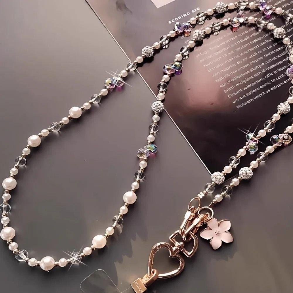 Fashion Beaded Bag Chain Adjustable Anti Loss Strap Phone Chain Colorful Synthetic Crystal Phone Neck Straps Mobile Phone