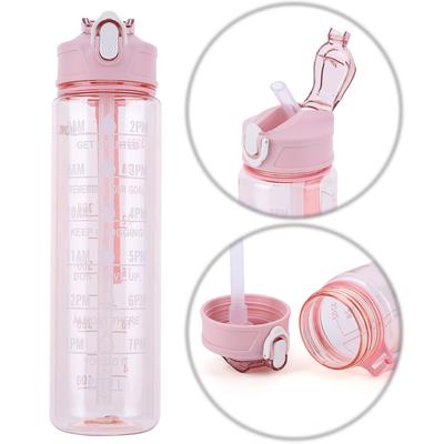 800ml Sports Water Bottle with Straw & Handle Outdoor Travel Bottle Large Capacity Motivational Drinking Bottle for Boys Girls