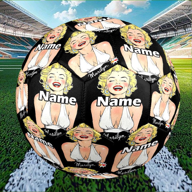Custom Name Personalized Marilyn Monroe Print Size 5 Soccer Ball Training & Match Football, for Team, Kicking, Gift for Football
