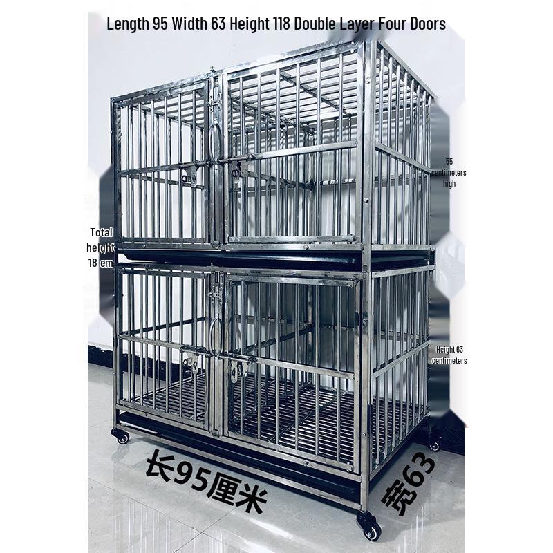 Stainless Steel Multi-Layer Dog Cage for Small to Medium Dogs - Parent-Child Design, Ideal for Pet Shops & Boarding
