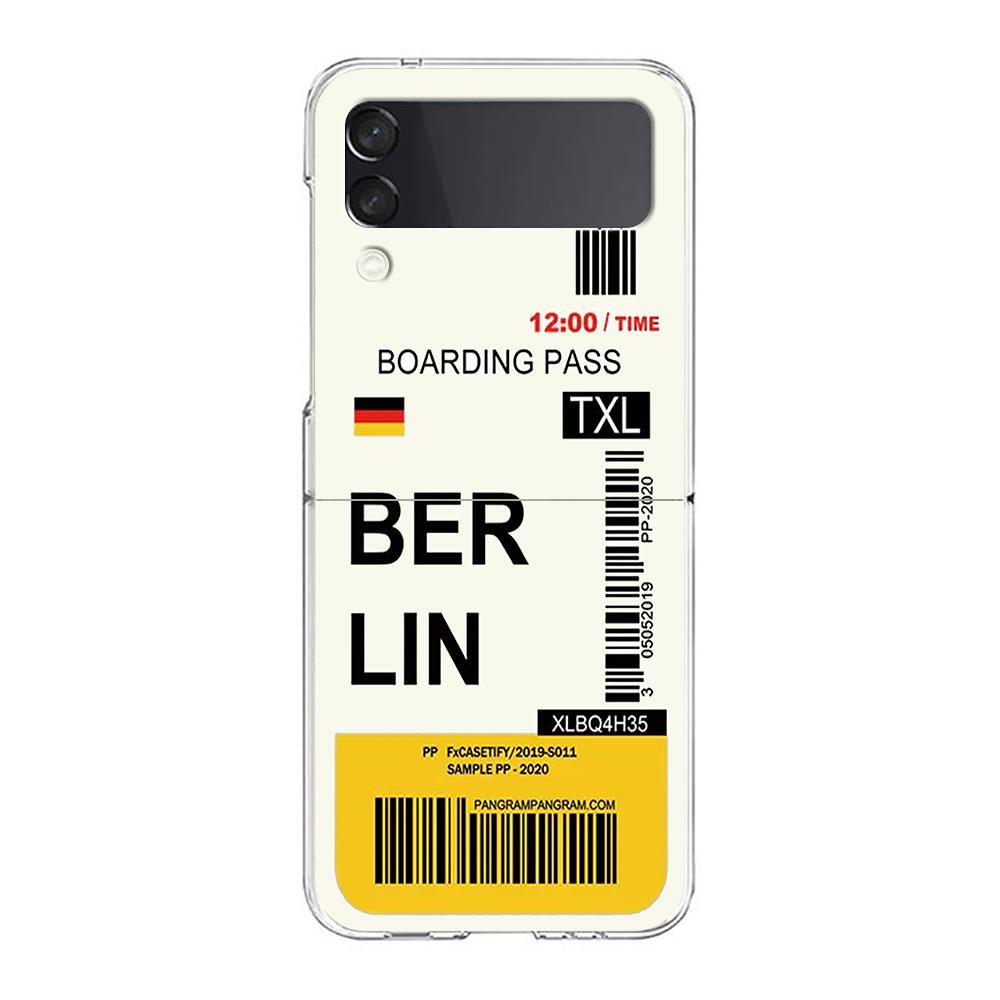 Phone Case For Samsung Galaxy Z Flip 3 4 5 Hard Folding PC World City Travel Ticket New York Label For Samsung Z Flip 6 Cover