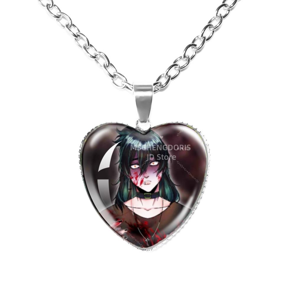 Solivan Brugmansia Sol 'The Kid At the Back' Anime Glass Cabochon Heart Shaped Pendant Necklace Charm Jewelry Gift