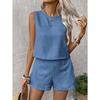 Women's Solid Color Simple Fashion Casual Sleeveless Top and Shorts Set