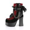 Fashion Bowknot Ankle Boots Women Gothic Vintage Round Parker Square Heel Platform Flat Boots Punk Ladies Party Shoes