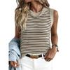 Summer New Style Women's Round-neck Sleeveless Striped Knitted Cardigan Top with Open Front Sweater