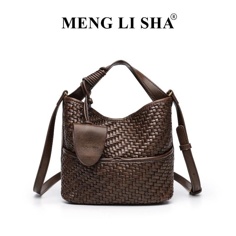 New niche high-end retro woven portable bucket bag women s commuter casual versatile shoulder messenger bag