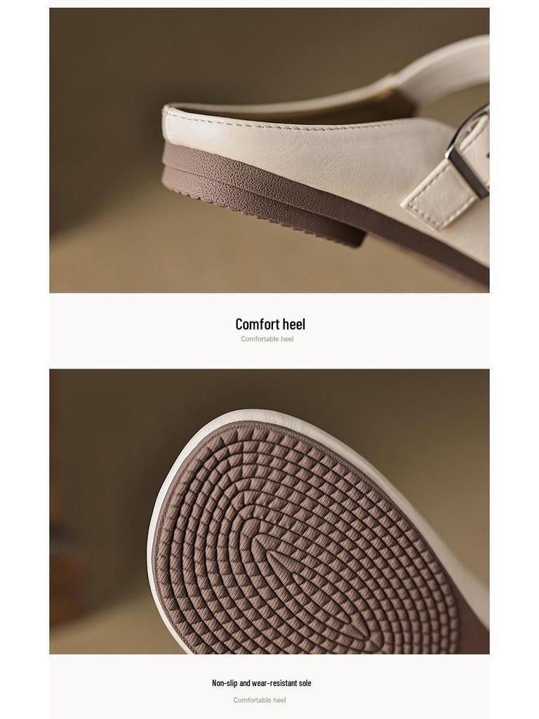 Weiwei Women's Retro Summer Flat Half-Slippers - Plus Size, Easy Slip-On