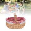   Picnic Basket with Removable Liner Hand Woven Empty Picnic Hamper Basket with Handle for Ster Camping Wedding Gathering