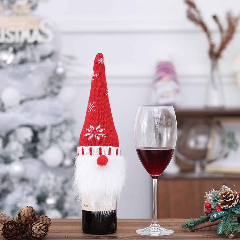Knitted Christmas Wine Bottle Cover - Faceless Old Man Ornament