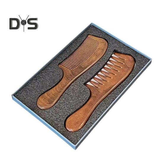 

2 шт./компл. деревянная расческа для волос с мелкими широкими зубьями, антистатическая расческа для массажа кожи головы для мужчин и женщин, ручная работа, натуральная деревянная расческа 1 Set