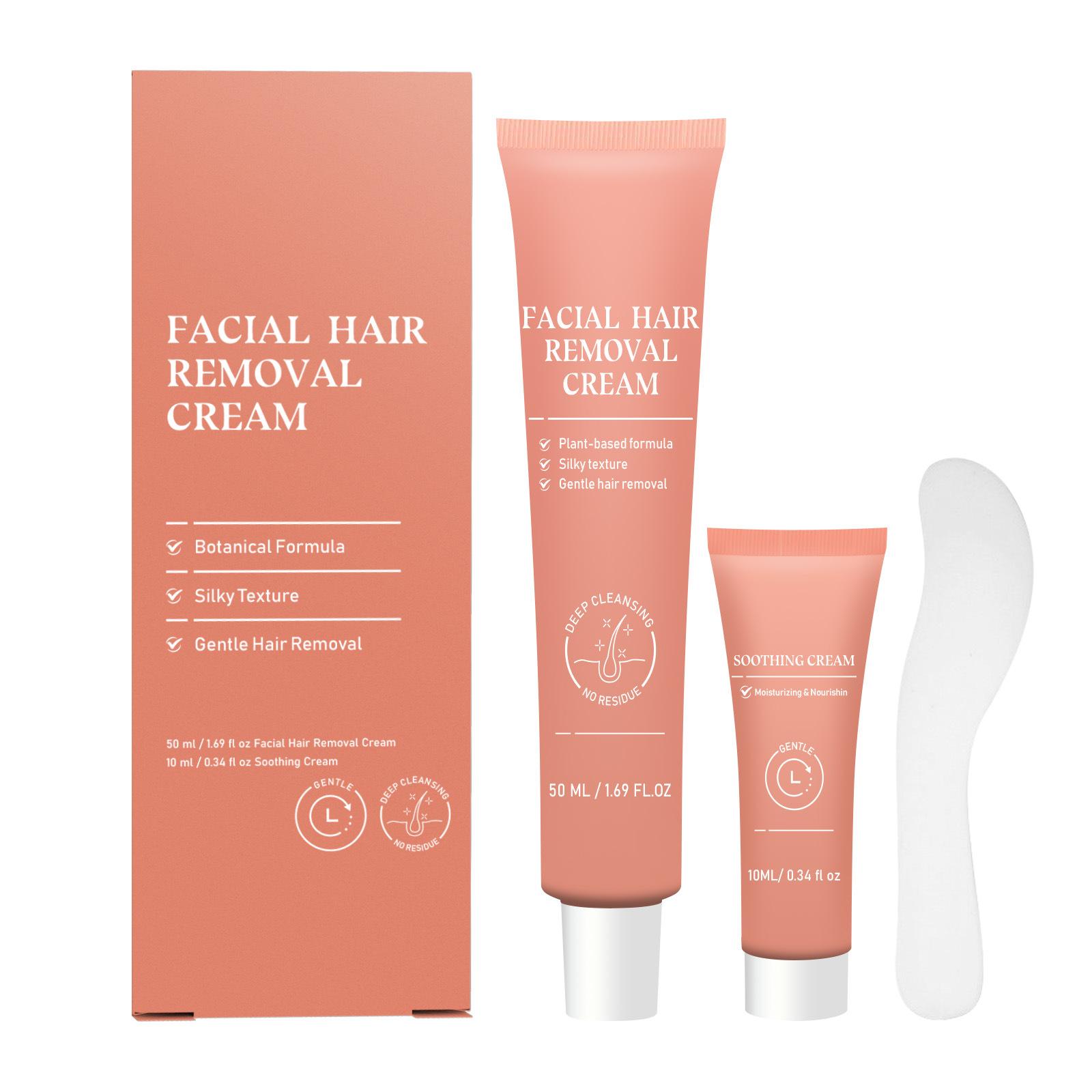 

Facial Hair Removal Cream Set, Soothing Lotion And Scraper, Gentle Hair Removal Set, Are Suitable For Removing Hair From The Upper Lip. one size білий
