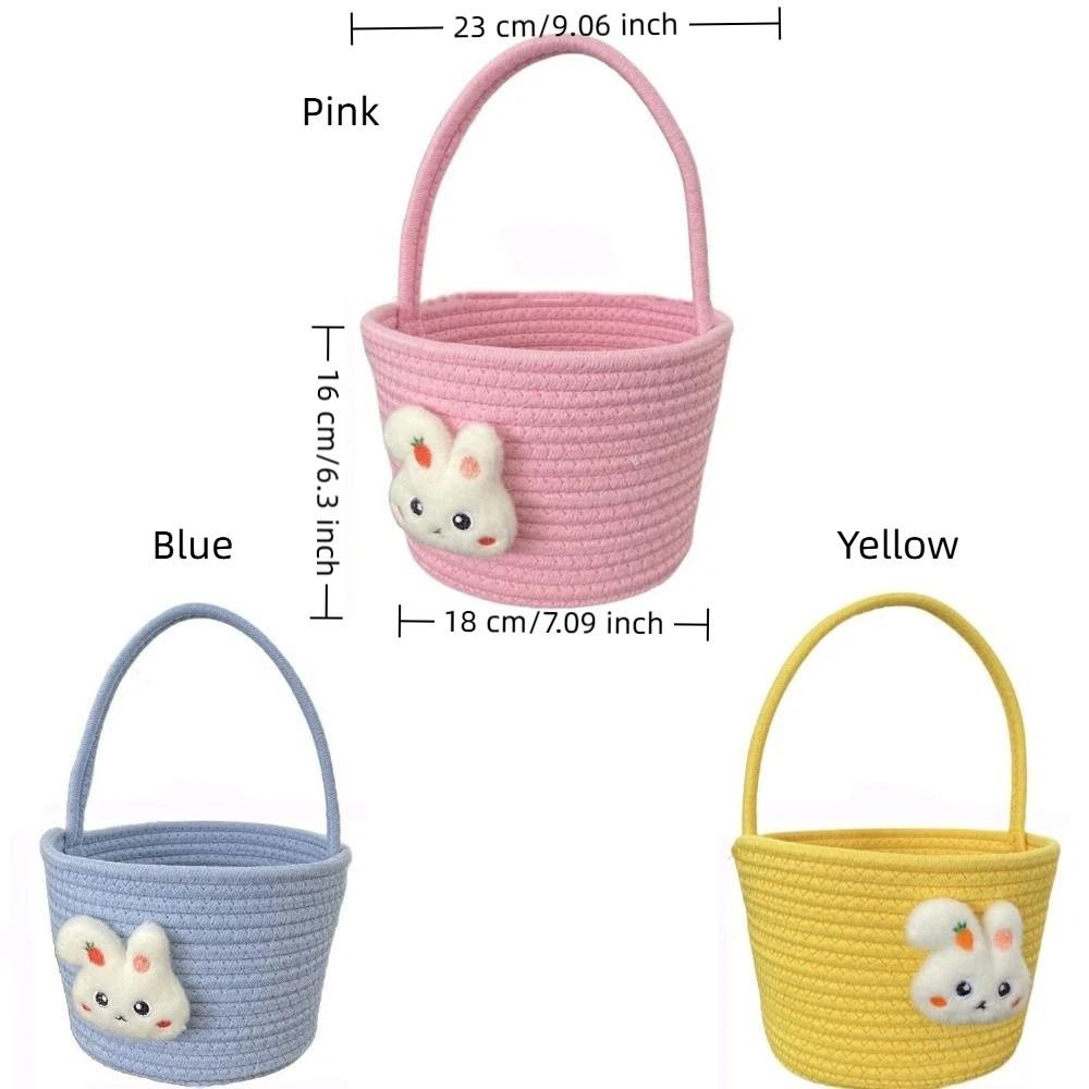 Hand-Woven Easter Gift Basket Cotton Thread Gift Storage Basket Handheld Woven Basket  Gift Giving