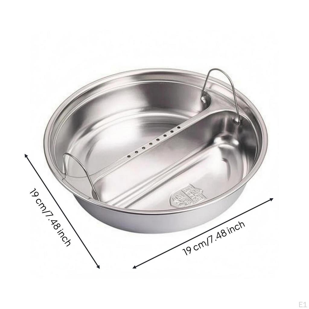 Rice Cooker Steam Tray Wire Handles Divided Multi Compartment Perforated Steaming Basket