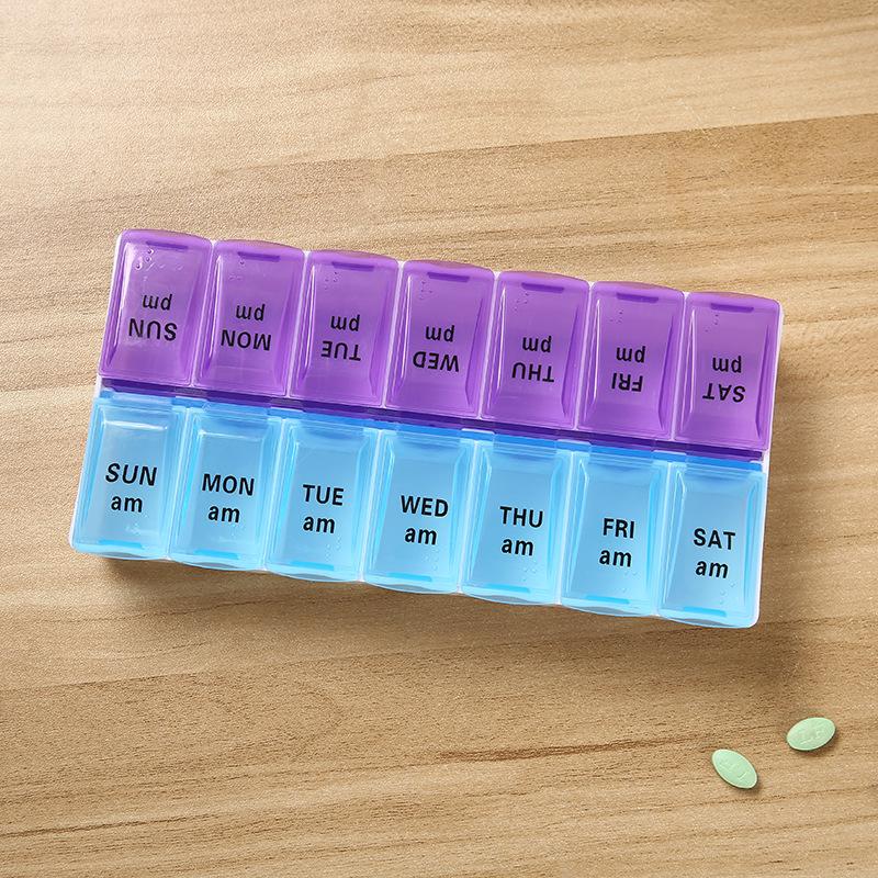 Weekly 14 Grids 7 Days Pill Box Portable Travel Cases Organizer Pill Container Storage Tablets Vitamin Medicine