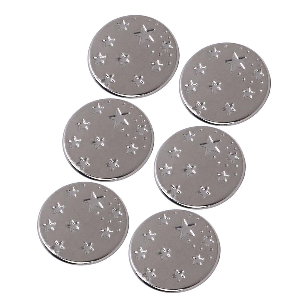 50 Sets Pants Buttons Replacement Stainless Steel Silver Color 17mm Stars Pattern Cap Pointed Screw
