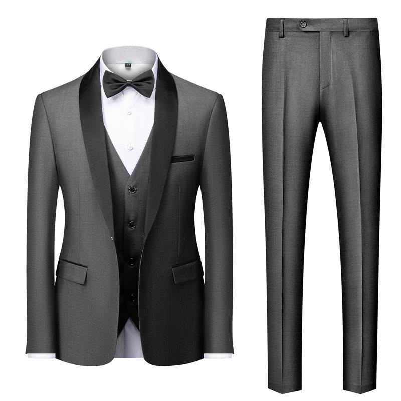 2023 Men's Shawl Collar Tuxedo Three-Piece Suit: Perfect for Grooms, Groomsmen, or Hosting