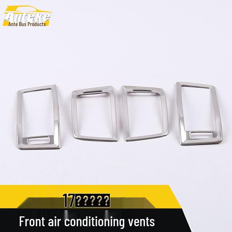 17 Kodiak Front & Console Air Vent Ring and Decal Set - Bright Silver