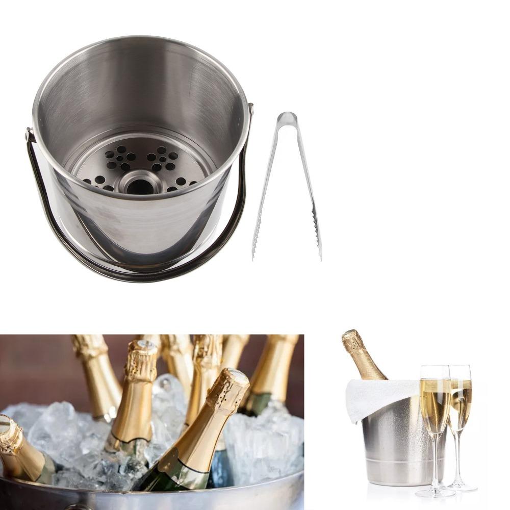 3-teiliger 1L Edelstahl-Eiskübel doppelwandig Eiswürfelhalter Bar-Eisbehälter Restaurant