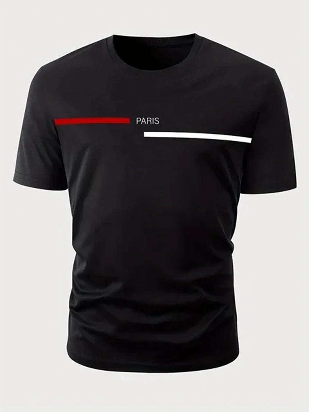 

Minimalist Fashionable Men s Tees Paris Printed Short Sleeve T-shirt Top O-neck Loose Summer Leisure Outings Streetwear 62470... S разноцветный