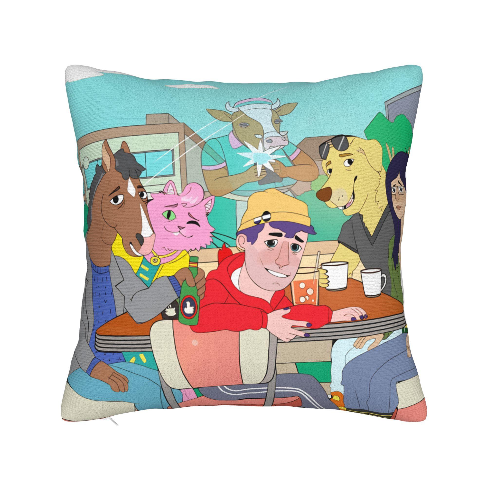 

Anime B-BoJack H-Horsemans Pillow Cover Cute Funny Pillow Case For Chair Sofa Home Decor Custom Cushion Cover Gift 12x12Inch