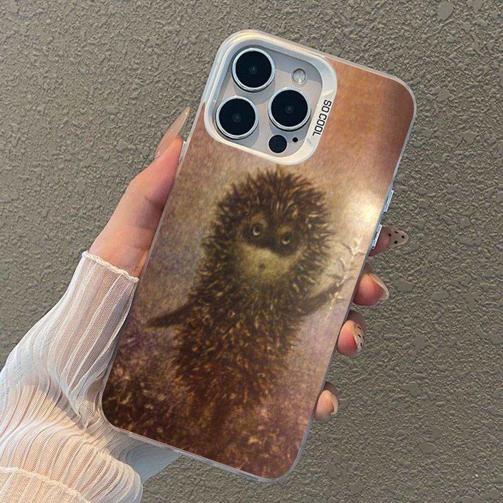 Bright Hedgehog In The Fog Silver Plated Inside Phone Case For iPhone 17 16 15 14 11 12 13 Pro Max Plus X XR XS Max Colored