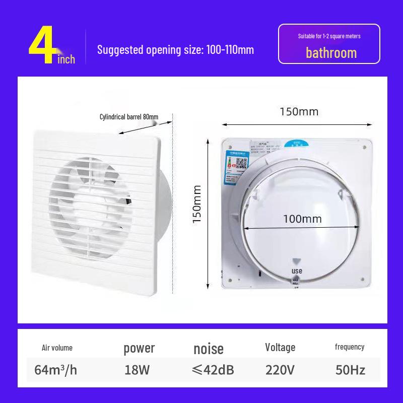 Ouye Wall-Mounted Kitchen & Bathroom Exhaust Fan for Toilet Window Ventilation