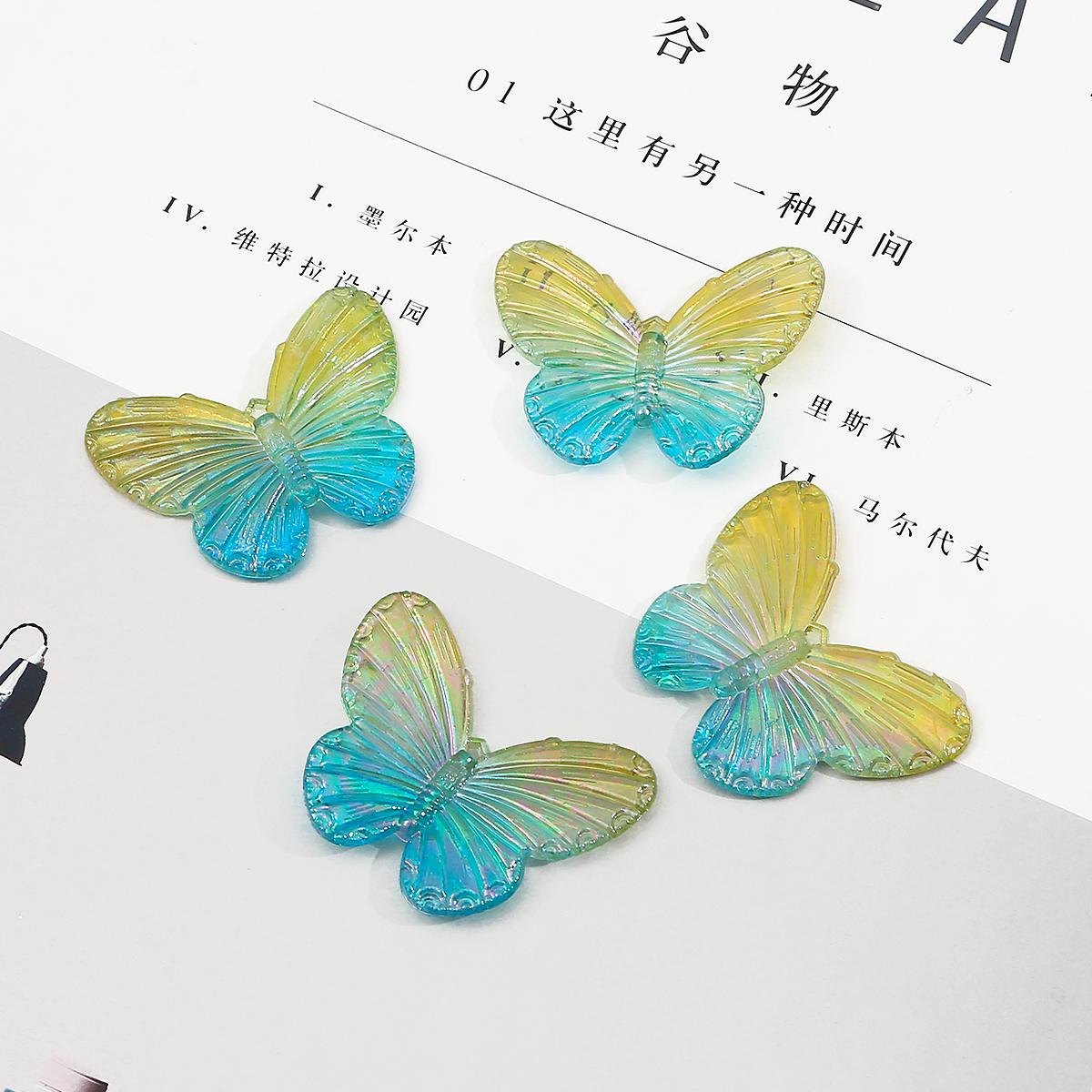 

200Pcs Acrylic Butterfly Gradual Color Beads for DIY Jewelry Making Findings жёлтый/синий