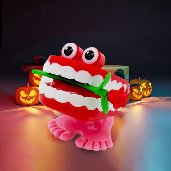 Clockwork Toy Creative Shape Big Eyes Jumping Denture Educational Mechanical Toy Halloween Prank Decoration Gift