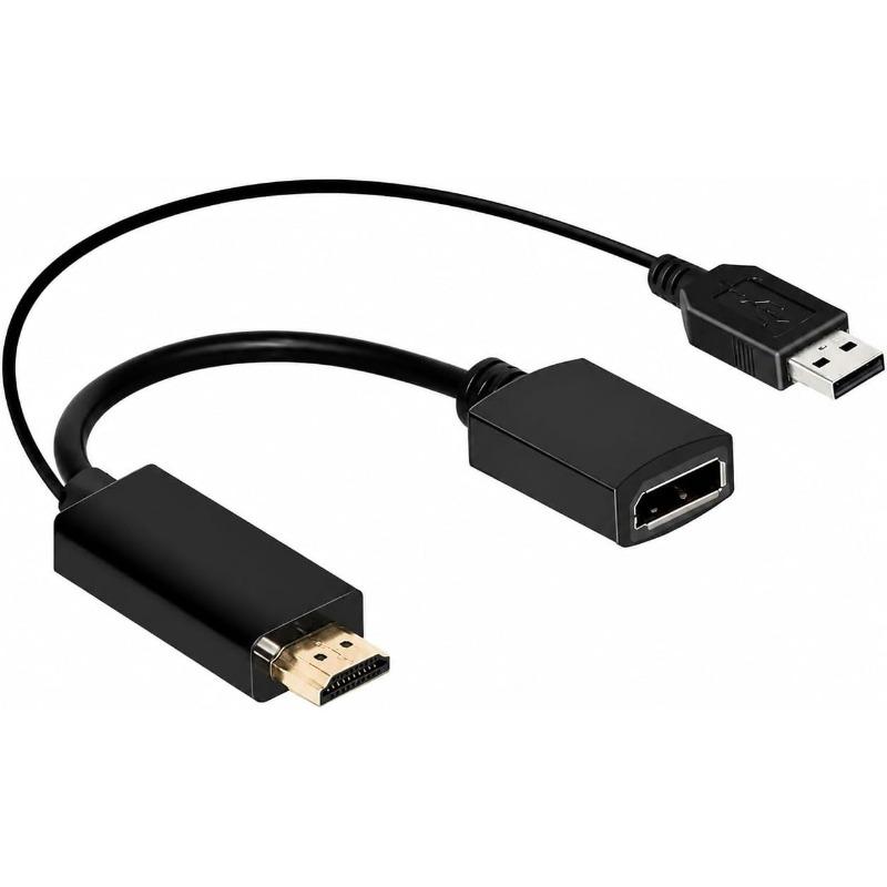 HDMI to DisplayPort Adapter 4K@60Hz, USB Powered HDMI Male to DP Female Converter, Gold-Plated, for PS5 Xbox TV Box Laptop Desktop to DP Monitor