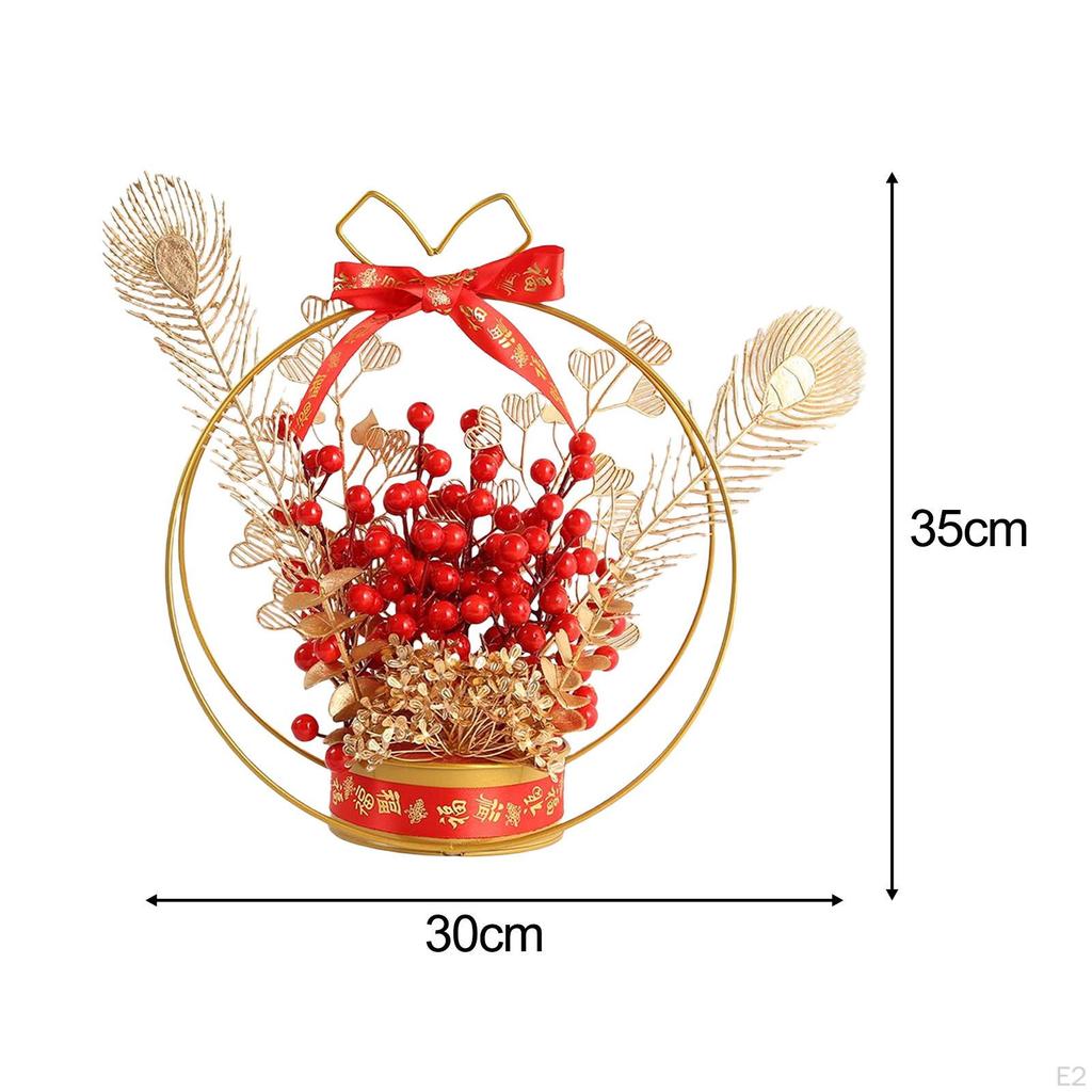 Chinese Flower Basket Ornament Decorative Desktop Photo Props Spring Festival Wall Hanging Harvest