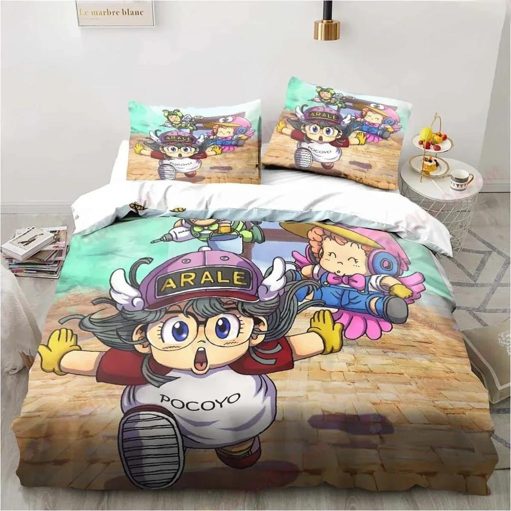 3D Carton DR S-Slump Arale Beding Set Shet King Twin Double Child Beding Set Mircofiber or Polyester Soft with Soft Fabric Duvet Cover Sets