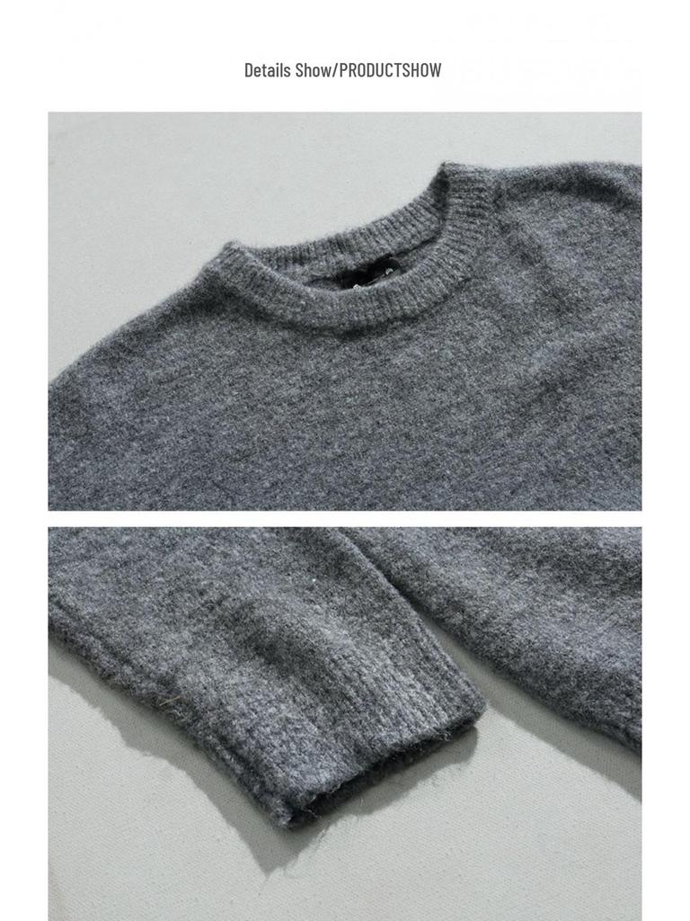 Autumn Men's Retro Korean Lazy Style Knit Pullover Sweater