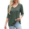Women's Fashion 7-inch Sleeve Pullover Solid Color Top