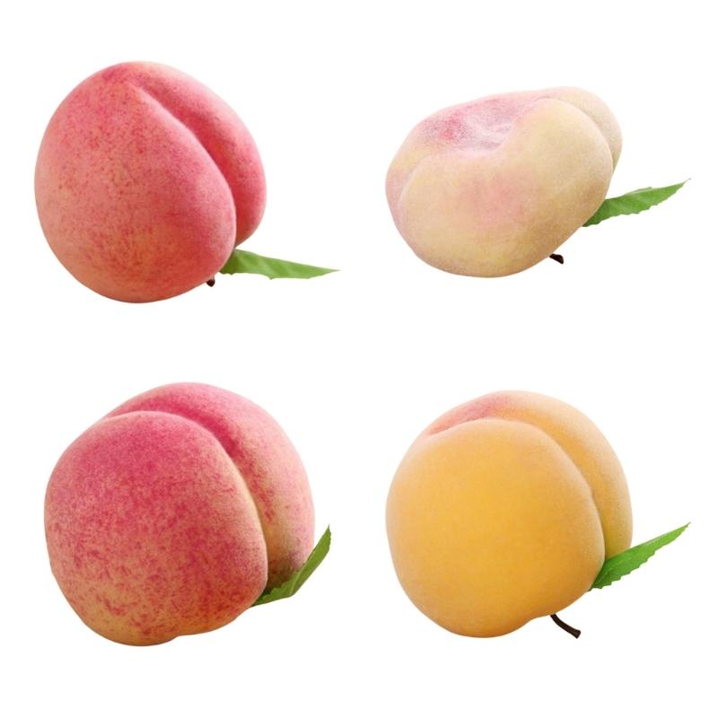 2pcs Artificial Peach Fruit Realistic Faux Fruits Peaches for Home Kitchen Table Decoration and Photography