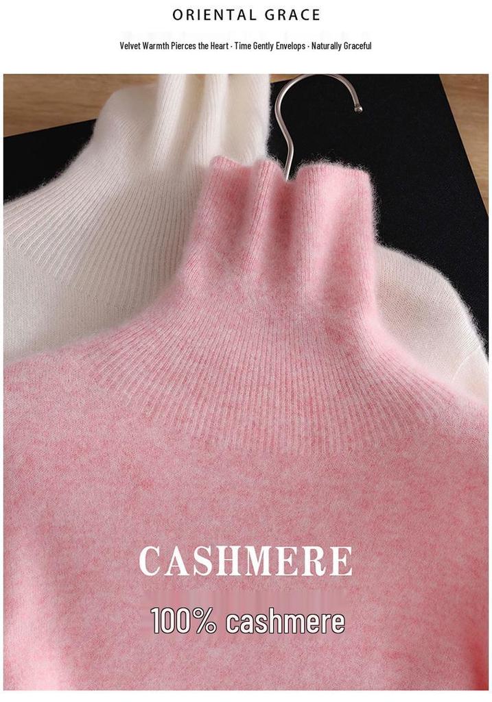 Women's Pure Cashmere High Neck Sweater - 2026 Autumn/Winter Collection, Loose, Slimming, Thick Knitwear.