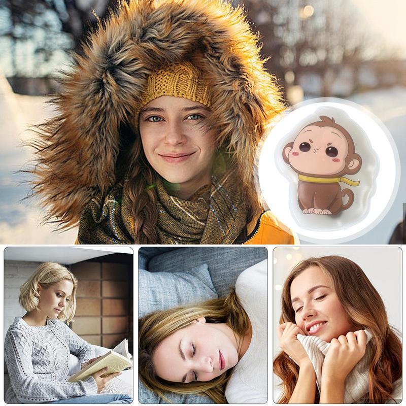 Reusable Pocket Hand Warmers Packs Cute Animal Panda Monkey Pattern Snap Heat Pack Hand Warmers Click Hand Body Foot Warmer
