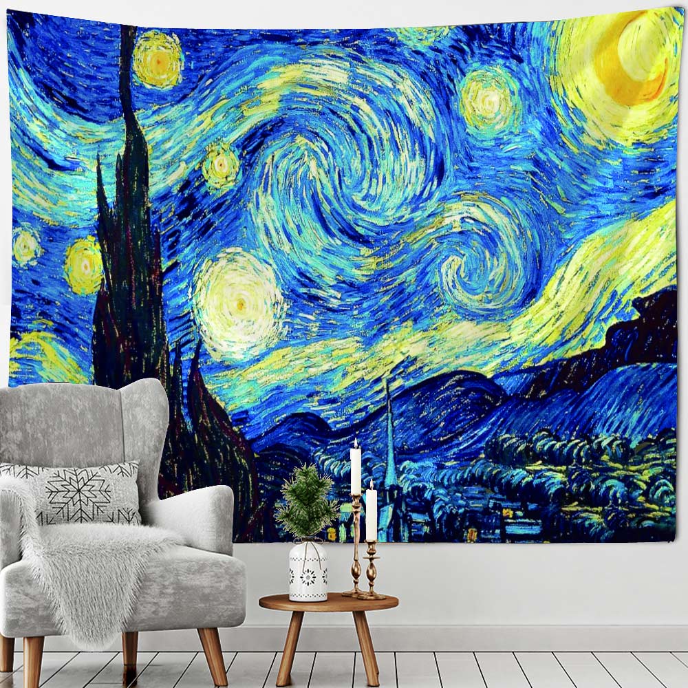 Van Gogh Oil Painting Wall Tapestry Multi Pattern Soft Background Home Decor Multi Size Wall Hanging Aesthetic