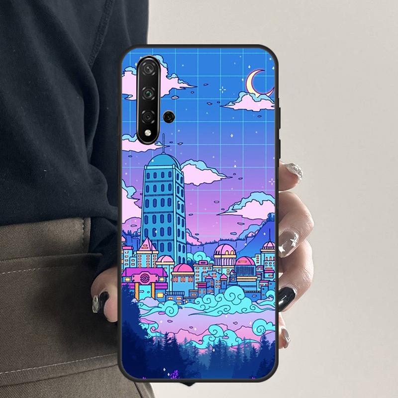 Neon Village Bathhouse Night For Huawei Nova Y70 Y90 Y60 Y61 Y91 Y72 9 10 SE 12i 12s 11i 5T P60 Pro P20 P30 P40 Lite Case