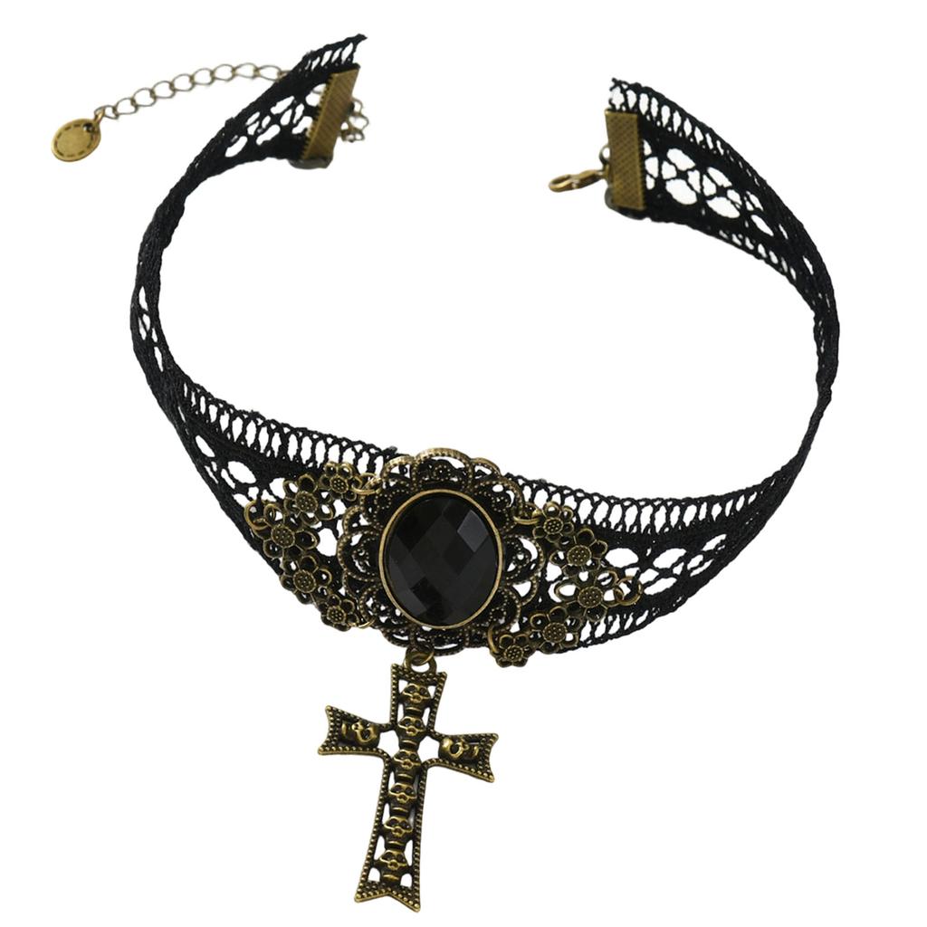 Dark Romance Gothic Lace Necklace Adornment Sturdy Chokers Neckchain Adornment for Fashion Enthusiasts