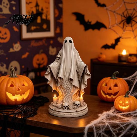 Ghost Figurine Halloween Figurine, Spooky Resin Skulls Statue for Cute Toy Tiered Tray Home Table Centerpiece, Party Supplies