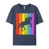 Cute Rainbow Horse Jumping Equestrian Image Casual Europe Tops Shirt Latest Cotton Tops Shirts Men's Men Tshirt Printed On