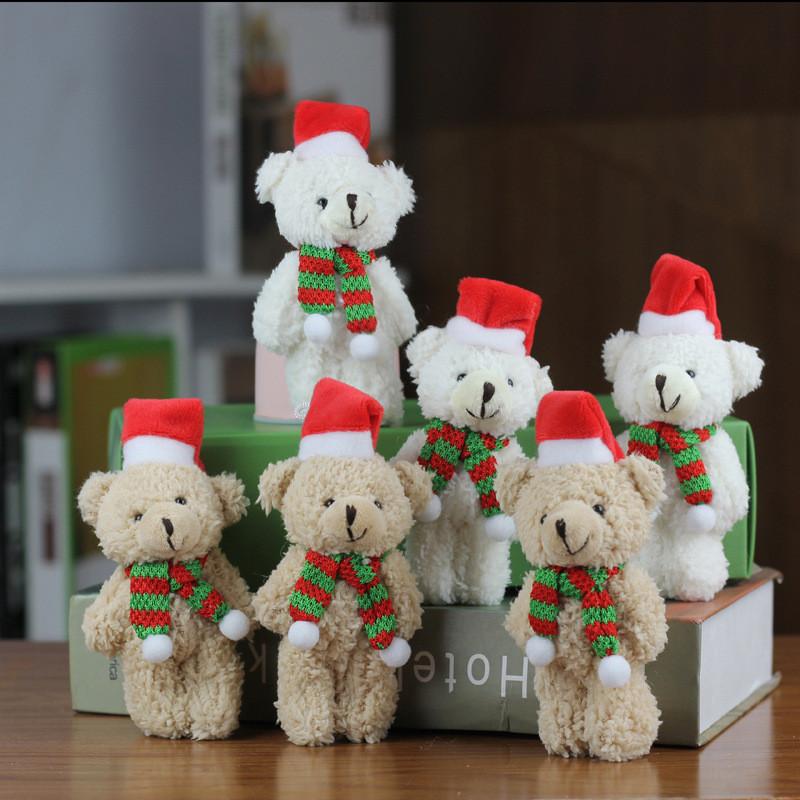 Adorable Christmas Bear Ornament Plush Toy Accessory With Scarf And Bag Charm