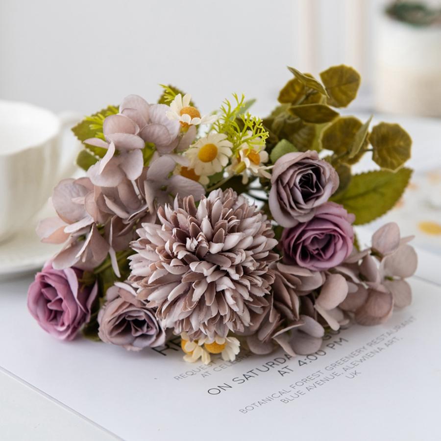 

1/5PCS Chamomile Combination Artificial Flowers For Festival Wreath Home Dining Table Bonsai Decoration Wedding Arch Accessories 1pc фиолетовый