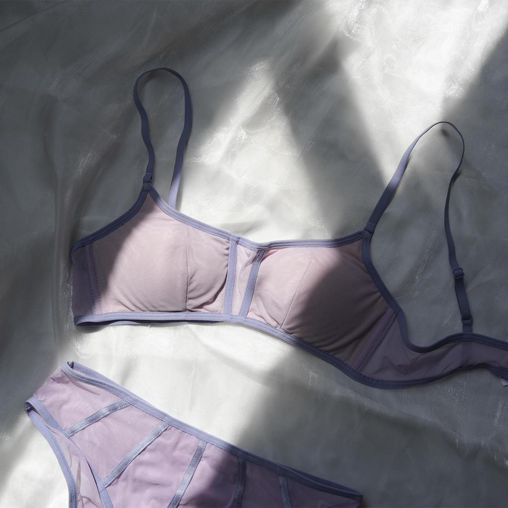 Sommer Atmungsaktives Mesh Colorblock BH für Mädchen mit Brustpolster - Bequem & Anti-Exposition, Ohne Bügel